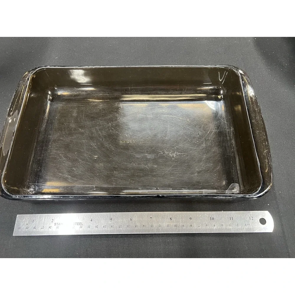 Pyrex 232 Clear Amber Glass  Oblong Handled‎ Baking Dish USA
